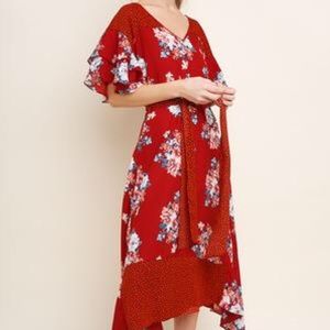 Red Umgee mixed print dress - L